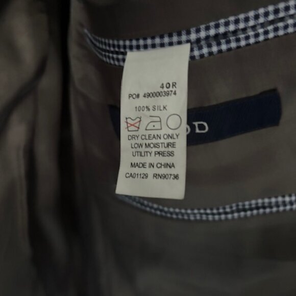 Izod Blazer Men 40R Gray 100% Silk Sport Coat 2 Button Blazer Herringbone Jacket - Picture 10 of 11